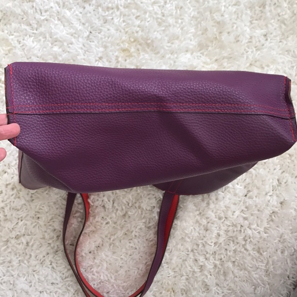 13 X 15" faux leather purple/red tote - Picture 5 of 7